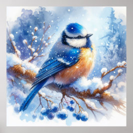 Póster Aves y paisaje invernal 35