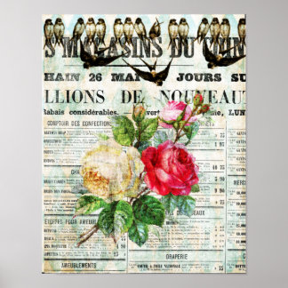 Póster Aves y Rosas