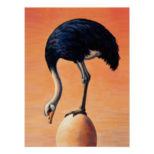 Póster Avestruz Majestuosa Equilibrándose sobre Arte del