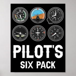 Póster Aviación de seis instrumentos de vuelo con paquete