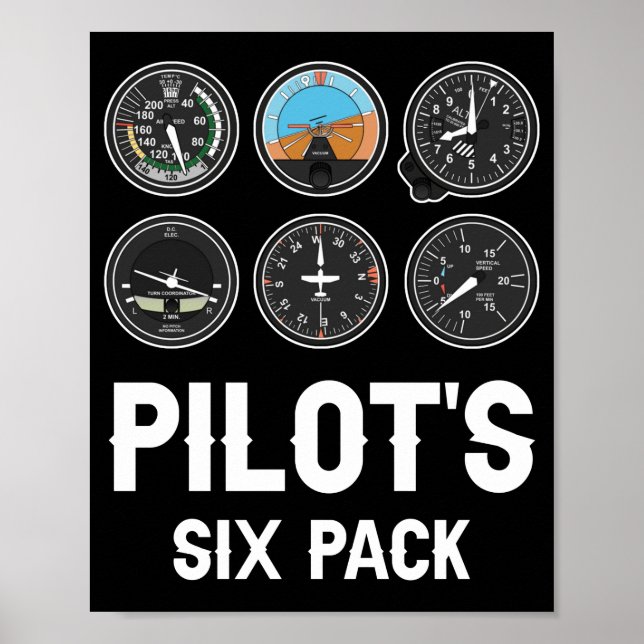 Póster Aviación de seis instrumentos de vuelo con paquete (Frente)