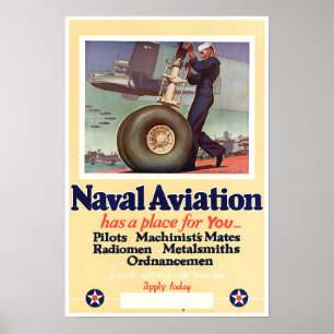 Póster Aviación naval de la Segunda Guerra Mundial