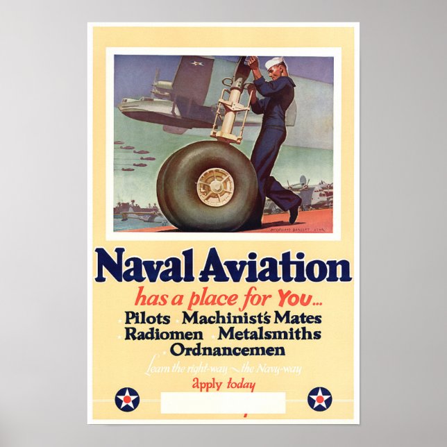 Póster Aviación naval de la Segunda Guerra Mundial (Frente)