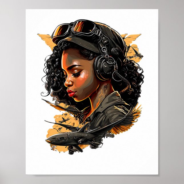 Póster Aviación piloto de bombarderos para Chica negro (Frente)