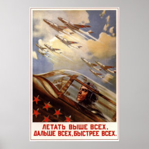 Póster Aviación soviética de la URSS 1954