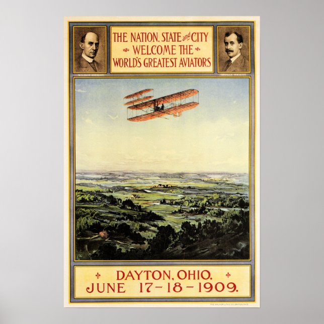 Póster Aviadores más grandes de Orville y Wilbur Wright B (Frente)