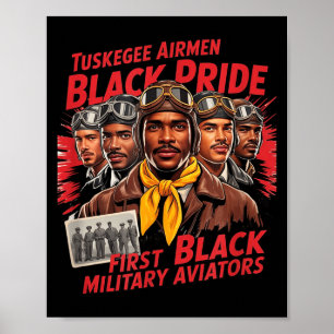 Póster Aviadores Negros Retro Historia Negra Segunda Guer