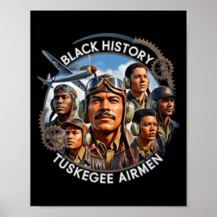 Póster Aviadores negros retro historia negra segunda guer