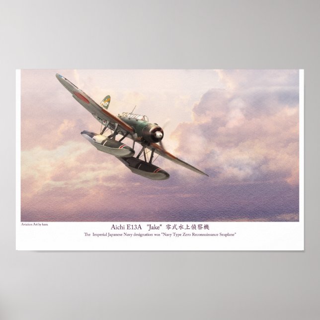 Póster Aviation Art Poster "Aichi E13A "Jake"” (Frente)