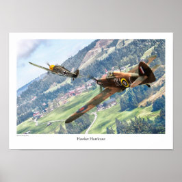 Póster Aviation Art Poster "Hawker Hurricane"