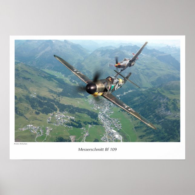 Póster Aviation Art Poster "Messerschmitt Bf 109" (Frente)