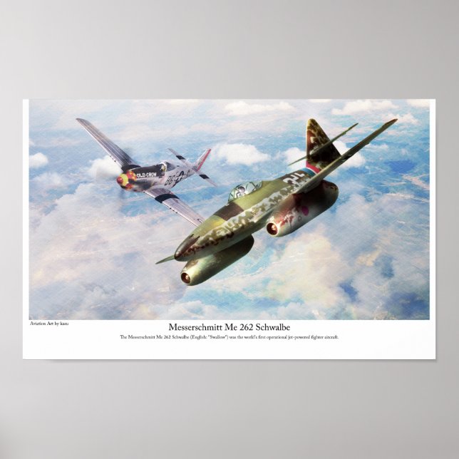 Póster Aviation Art Poster "Messerschmitt Me 262" (Frente)