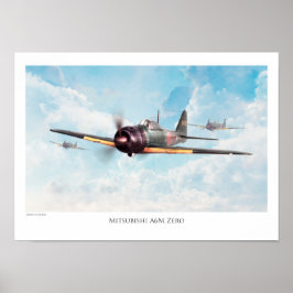 Póster Aviation Art Poster "Mitsubishi A6M Zero"
