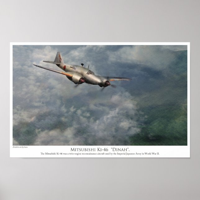 Póster Aviation art Poster 　Mitsubishi Ki-46 "Dinah" (Frente)
