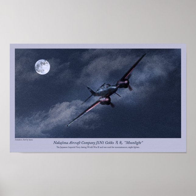 Póster Aviation Art Poster " Nakajima J1N Irving" (Frente)