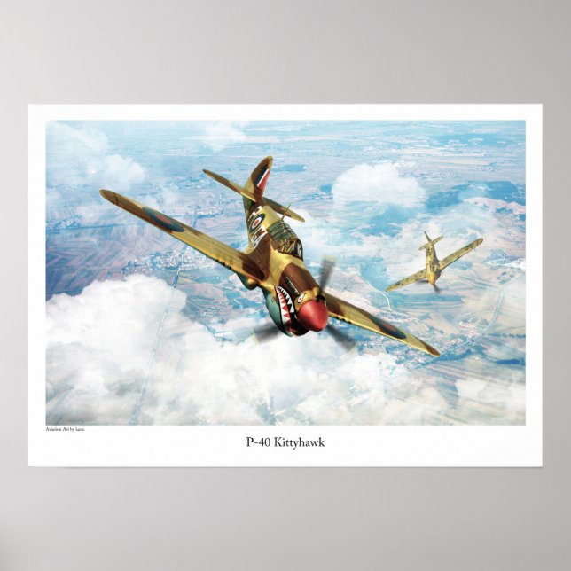 Póster Aviation Art Poster "P-40  Kittyhawk" (Frente)