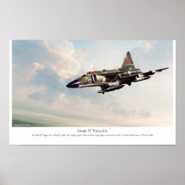 Póster Aviation Art Poster "Saab 37 Viggen"
