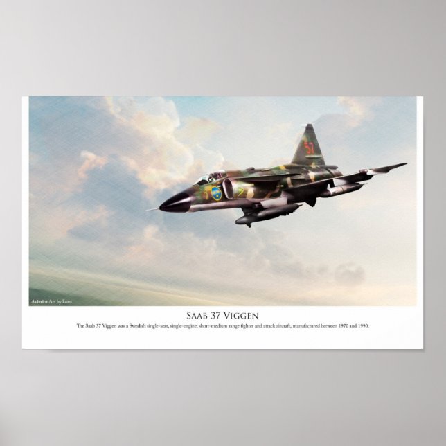 Póster Aviation Art Poster "Saab 37 Viggen" (Frente)
