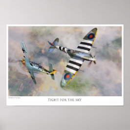 Póster Aviation art Poster "Spitfire vs BF109”