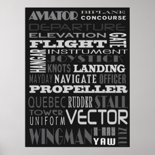 Póster Aviator Alphabet Subway Art
