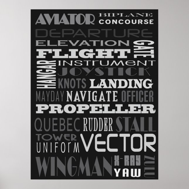 Póster Aviator Alphabet Subway Art (Frente)