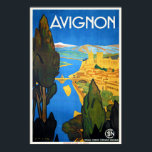 Póster Aviñón de viaje francés retro vintage Art Deco<br><div class="desc">Una reproducción de un poster Art Deco de los años 30 con un anuncio de promoción turística a Francia Avignon Sur le pont/Sur le Pont d'Avignon. Digitalmente reformado para resaltar los colores originales, aún mejor y arreglar tantas imperfecciones como sea posible. Por favor, personalizar el tamaño del poster, la textura,...</div>