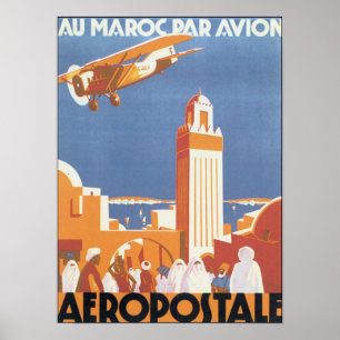 Póster Avión aeropostale Au Maroc Par