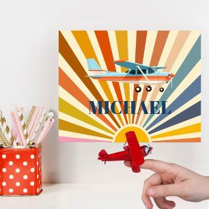 Póster Avión Antiguo Cessna Retrocrepúsculo Personalizado