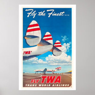 Póster Avión Antiguo Retro Líneas Aéreas Vintage