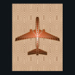 Póster Avión Art Deco, bronce, dorado y marrón rojizo<br><div class="desc">Impresión en un concepto inspirado en el Art Deco de un plano futurista,  en un gradiente rayado y sedoso de bronce / óxido marrón,  acentuado con oro suave,  sobre un fondo beige y marrón,  Deco</div>