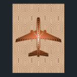 Póster Avión Art Deco, bronce, dorado y marrón rojizo<br><div class="desc">Impresión en un concepto inspirado en el Art Deco de un plano futurista,  en un gradiente rayado y sedoso de bronce / óxido marrón,  acentuado con oro suave,  sobre un fondo beige y marrón,  Deco</div>