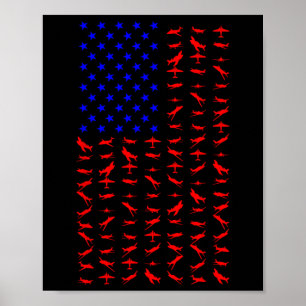 Póster Avión Bandera Estadounidense Día de la Independenc