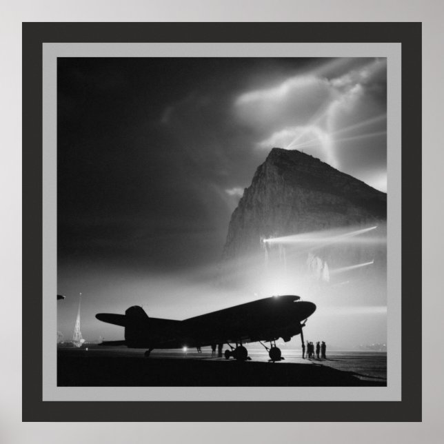 Póster Avión blanco y negro (Frente)
