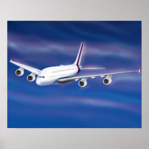 Póster Avión comercial de doble decker