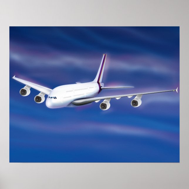 Póster Avión comercial de dos pisos (Frente)