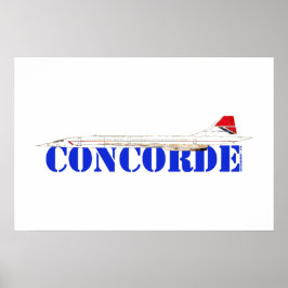 Póster Avión Concorde con texto azul en negrita