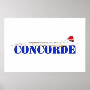 Póster Avión Concorde con texto azul en negrita