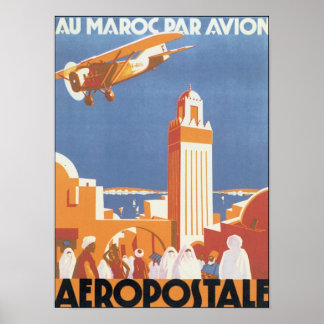Póster Avión de aeropostale Au Maroc Par
