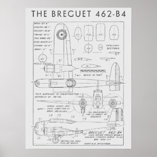 Póster Avión de aviación Breguet 462-B4 impreso en 1938