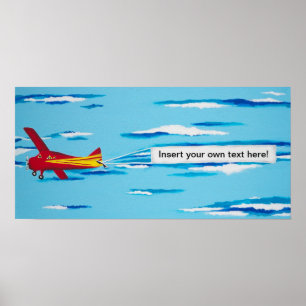 Póster Avión de Banner Rojo