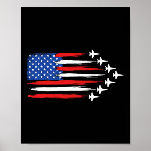 Póster Avión de caza Avión Bandera americana Cazas 4t