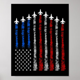 Póster Avión de caza Avión Bandera de EE. UU. 4 de julio