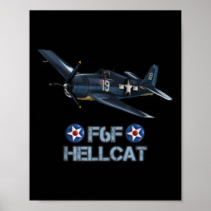 Póster Avión de caza de helicópteros F6f de la Segunda Gu