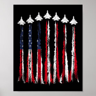 Póster Avión De Combate A Jet Bandera Estadounidense 4 De