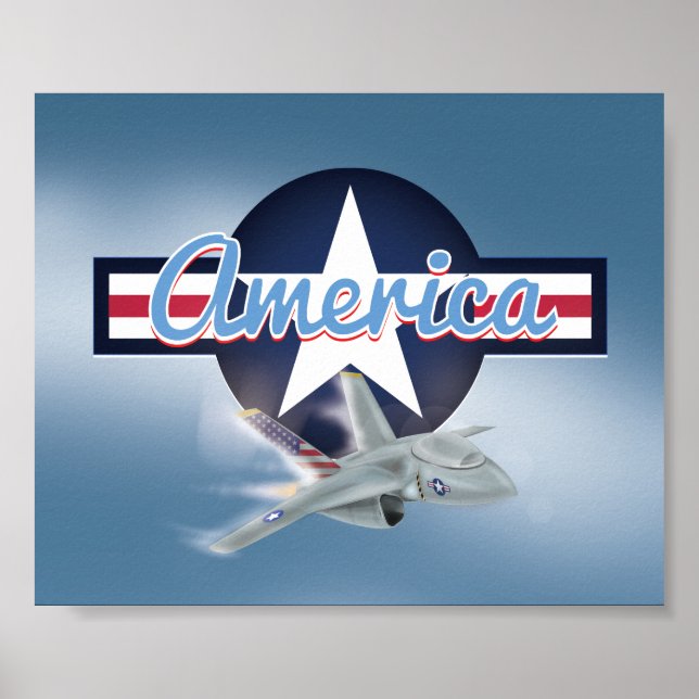 Póster Avión de combate americano (Frente)
