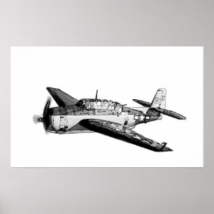 Póster Avión de combate de la Segunda Guerra Mundial