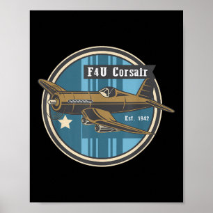 Póster Avión De Guerra Ww2 F4u Corsair El Portaaviones Ww