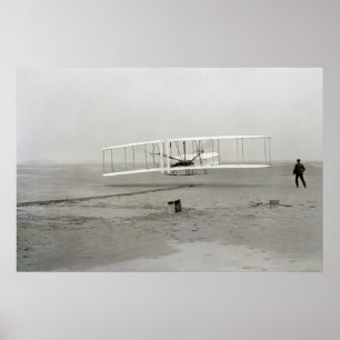 Póster Avión de los Hermanos Wright Primer Vuelo de Avión