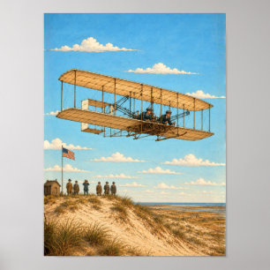 Póster Avión de los Hermanos Wright sobre Kitty Hawk