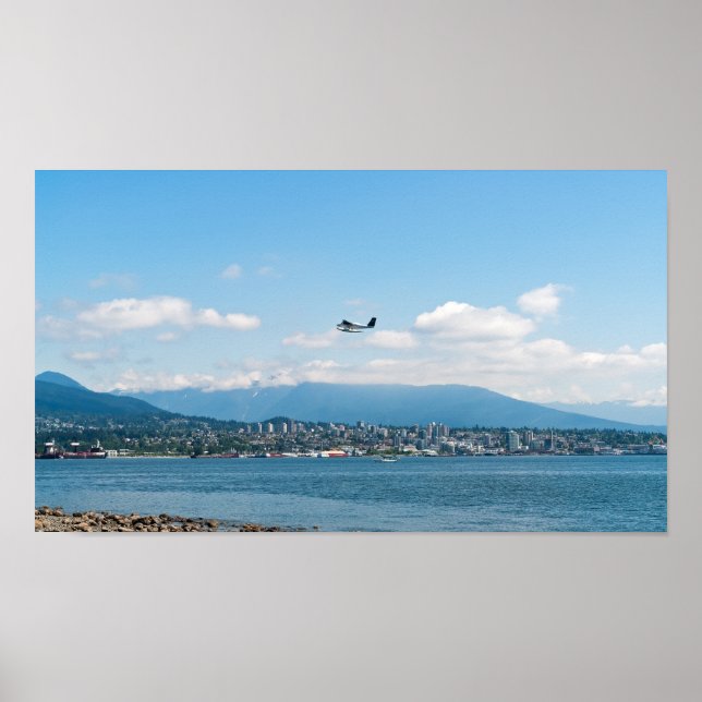 Póster Avión de mar despegando sobre la bahía de Vancouve (Frente)